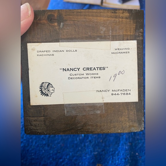 VTG 80’ Handcrafted Artisan Made Native Boy on Wooden Stand. Nancy Creates. OOAK - Picture 10 of 10